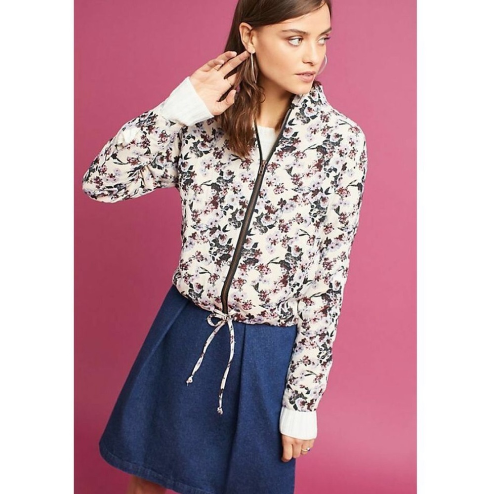 Anthropologie Seen Worn Kept Floral Bomber Jacket